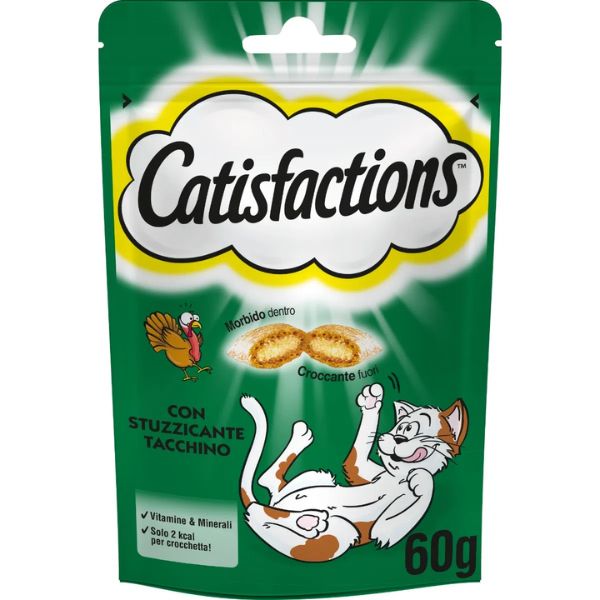4x Catisfactions con Pollo, Formaggio, Anatra, Tacchino 60gr 4x Catisfactions con Pollo, Formaggio, Anatra, Tacchino 60gr